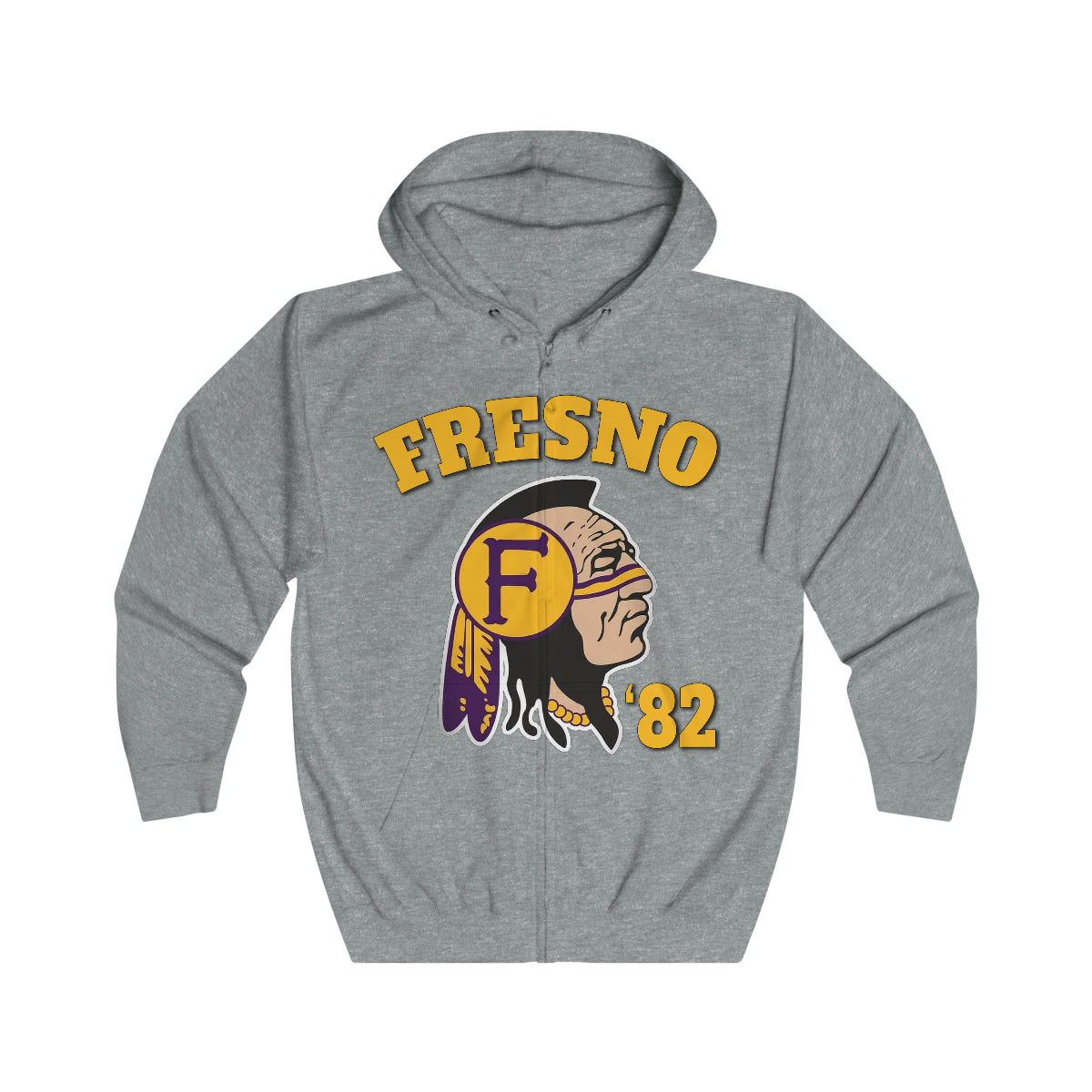 82 Fresno Indian Logo - Unisex Full Zip Hoodie