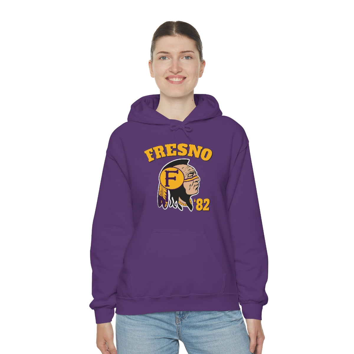 82 Fresno Indian Logo - Unisex Heavy Blend™ Hooded Sweatshirt