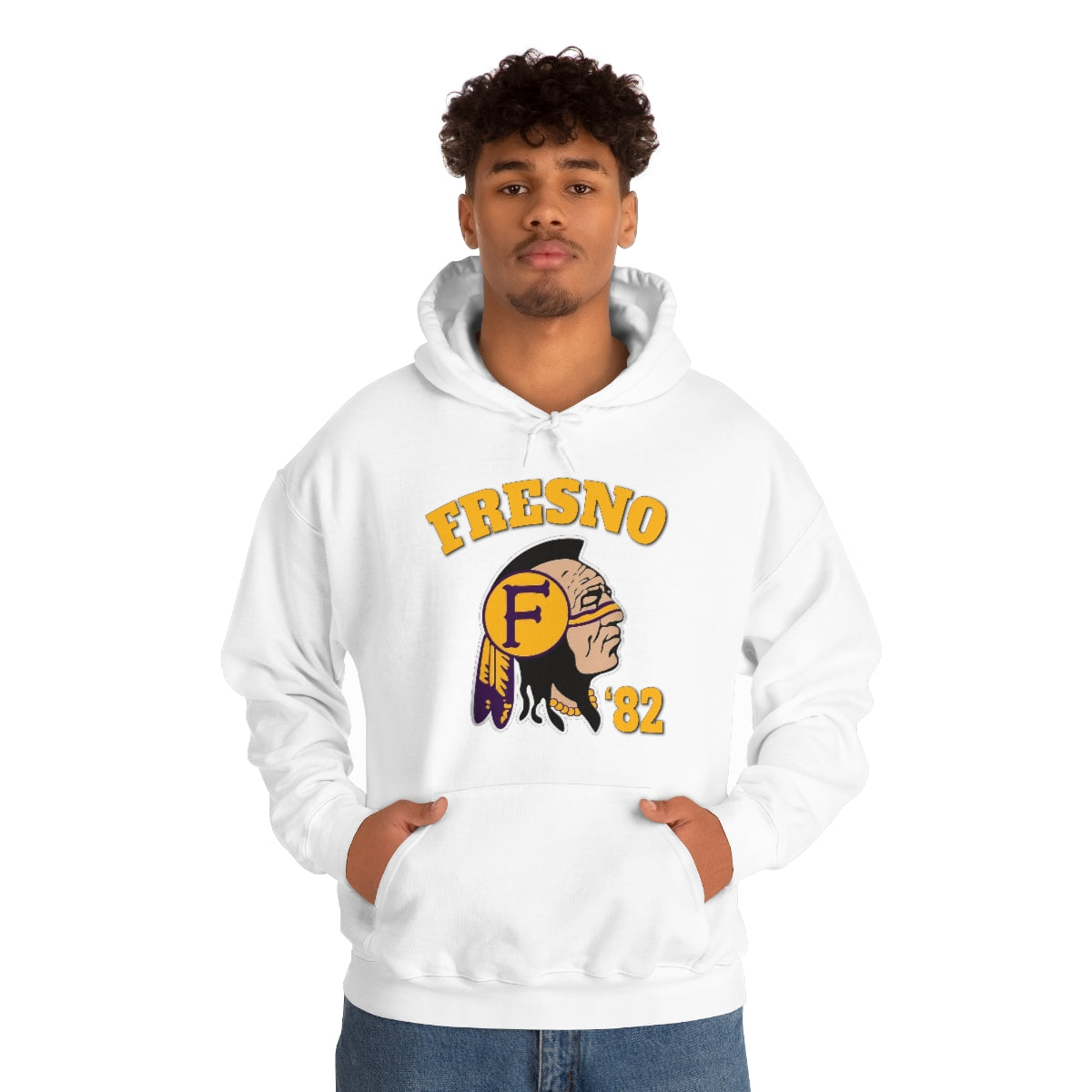 82 Fresno Indian Logo - Unisex Heavy Blend™ Hooded Sweatshirt