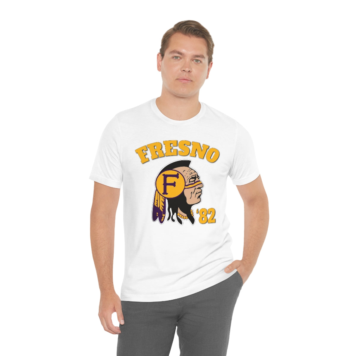 82 Fresno Indian Logo - Unisex Jersey Short Sleeve Tee