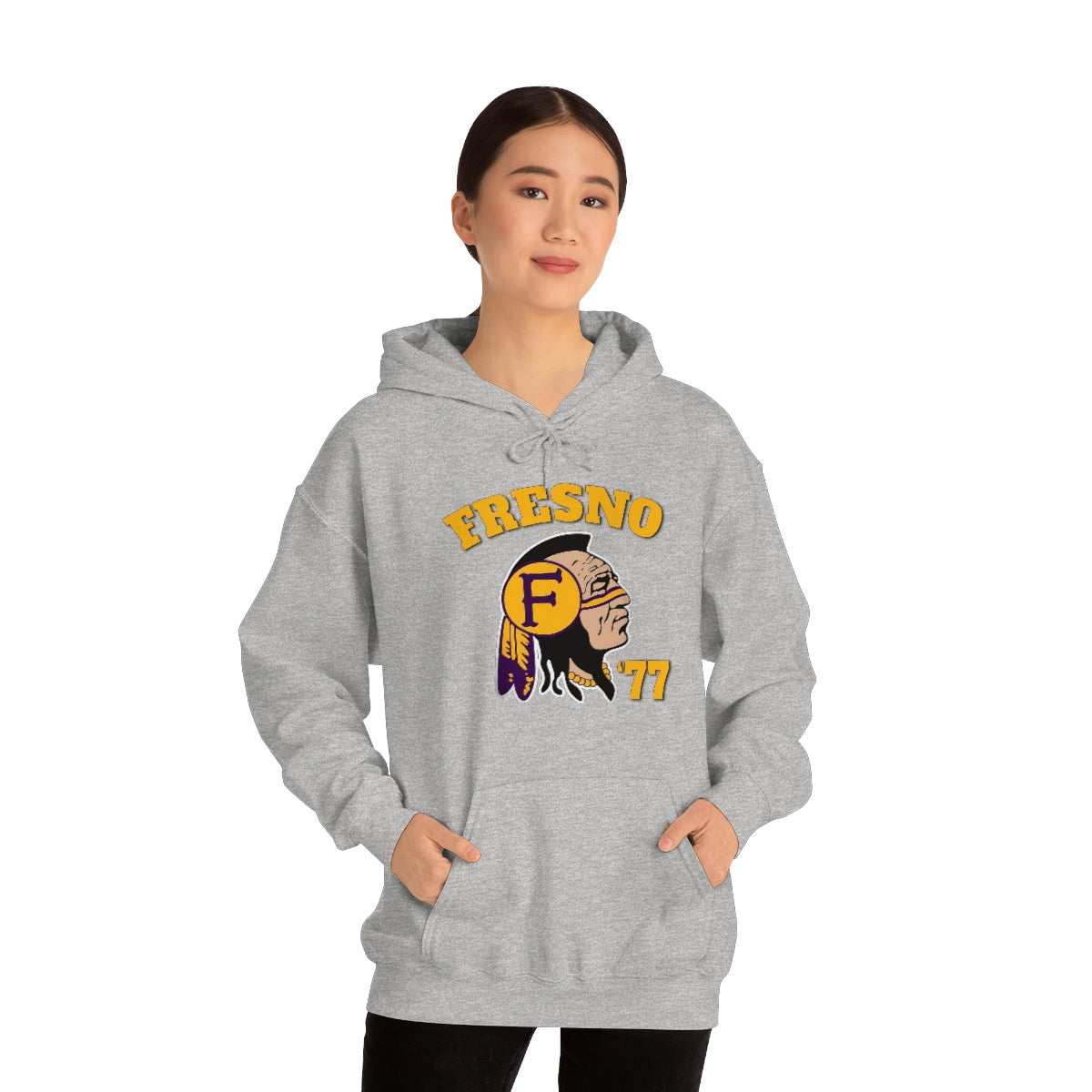 77 Fresno Indian Logo - Unisex Heavy Blend™ Hooded Sweatshirt