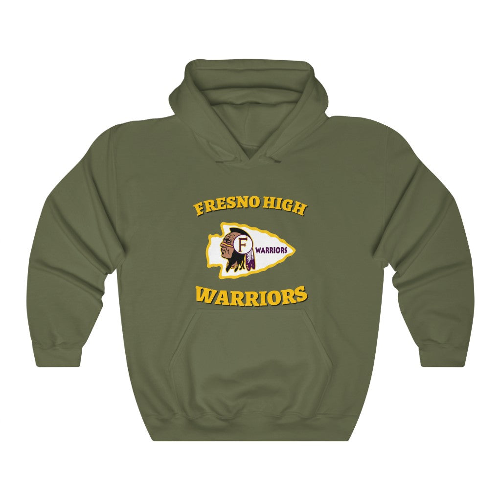 Fresno High Warriors Tomahawk Curved Gold - Unisex Heavy Blend™ Hooded Sweatshirt