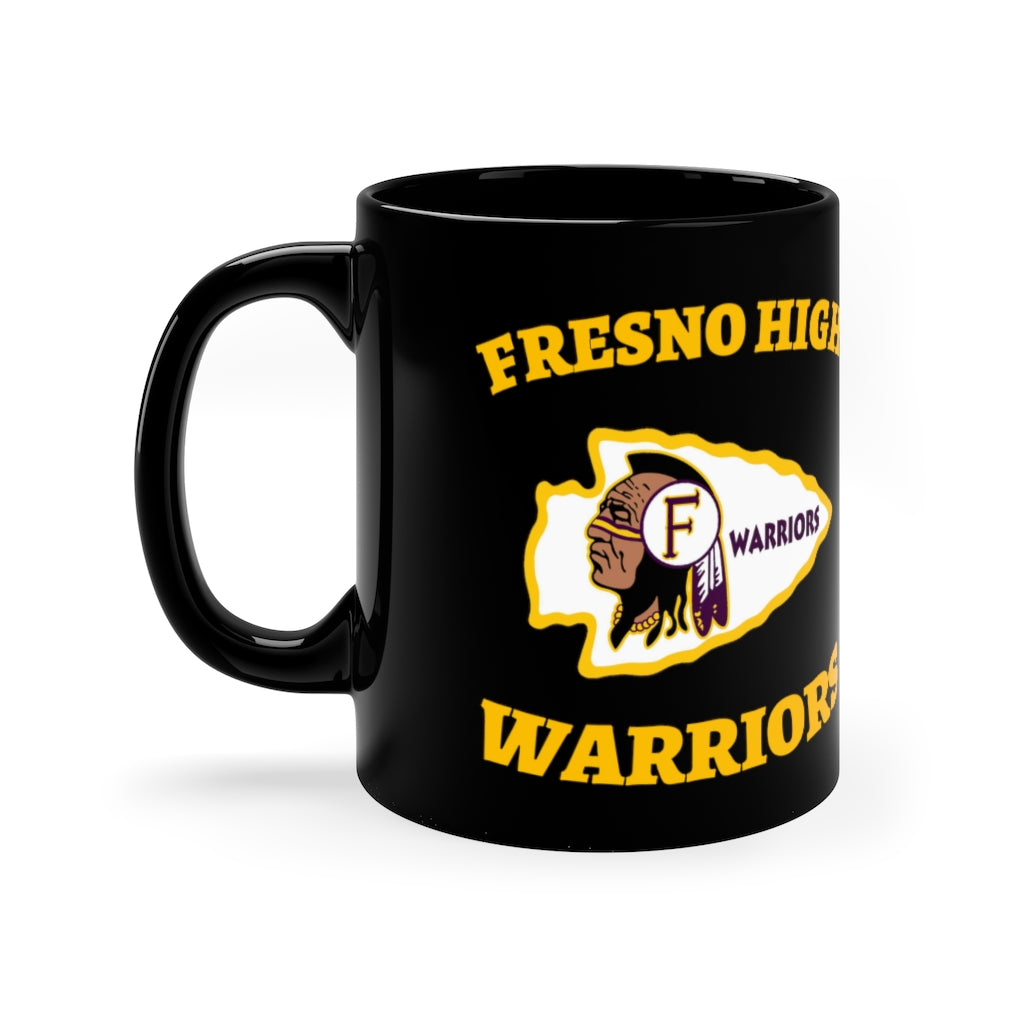 Fresno High Warriors Tomahawk Gold + Guitar Pick - Black Coffee Mug, 11oz