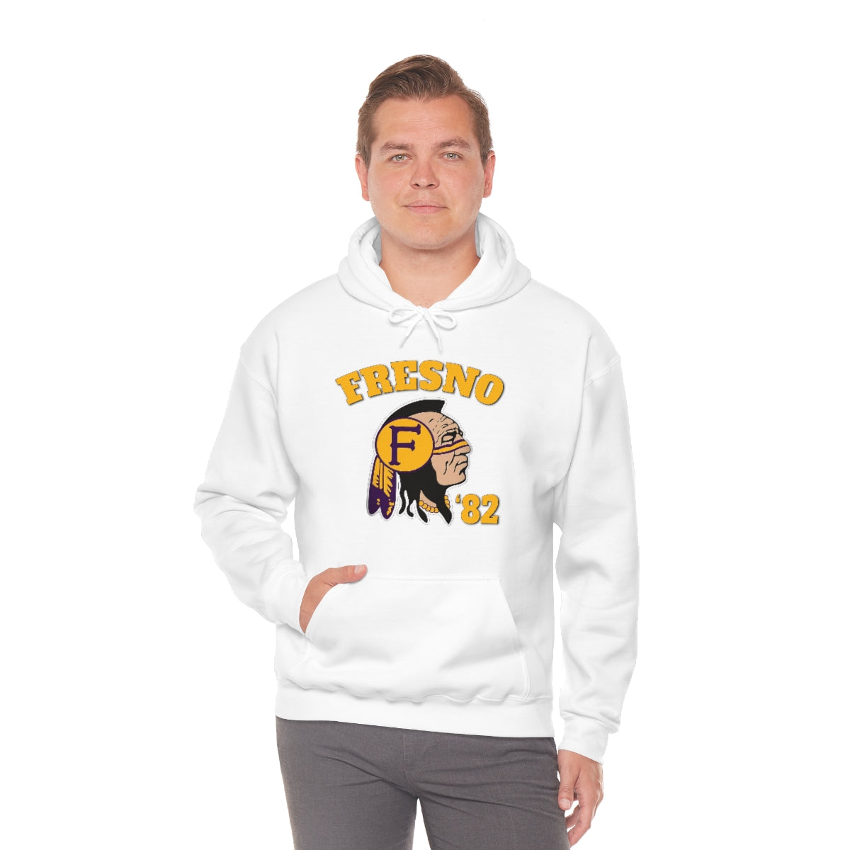 82 Fresno Indian Logo - Unisex Heavy Blend™ Hooded Sweatshirt