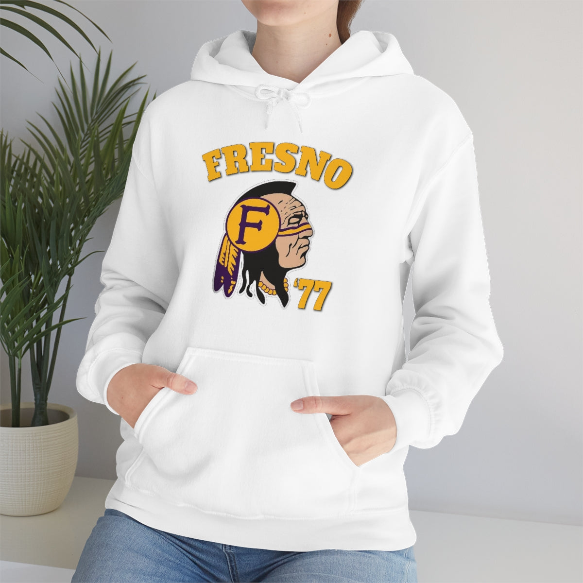 77 Fresno Indian Logo - Unisex Heavy Blend™ Hooded Sweatshirt