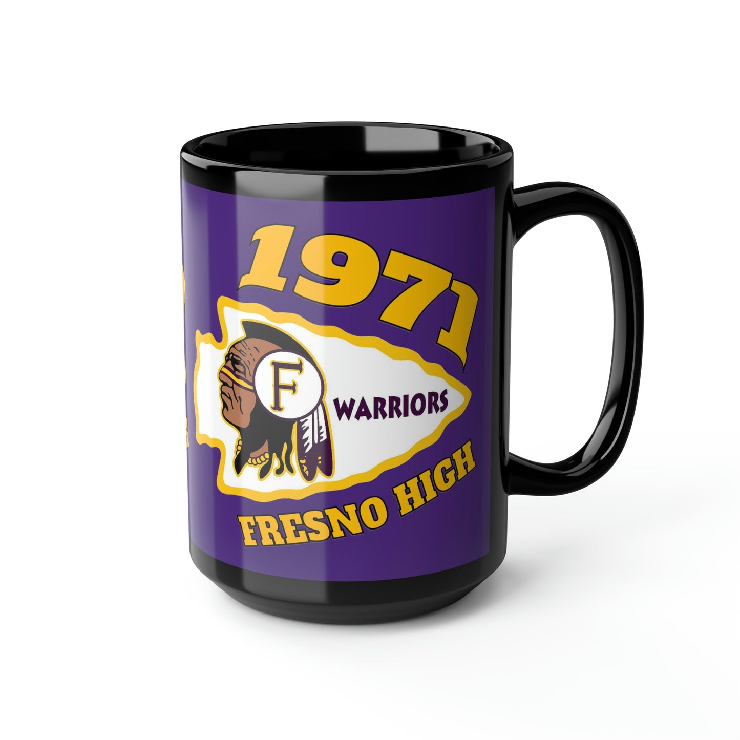 1971 Fresno High Arrowhead - Black Mug, 15oz