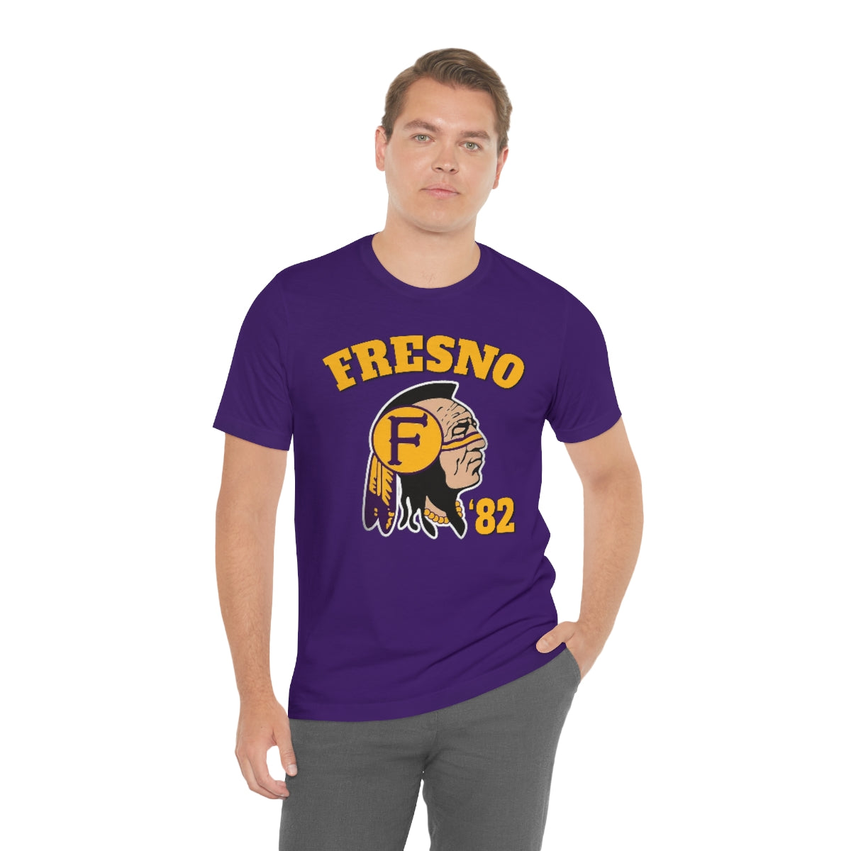 82 Fresno Indian Logo - Unisex Jersey Short Sleeve Tee