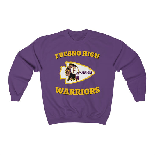 Fresno High Warriors Tomahawk Curved Gold - Unisex Heavy Blend™ Crewneck Sweatshirt