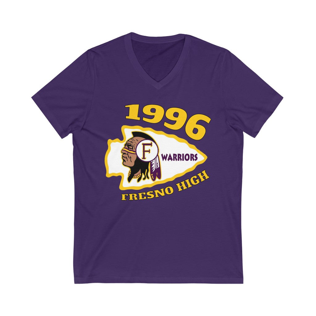 1996 Fresno High Warriors - Unisex Jersey Short Sleeve V-Neck Tee