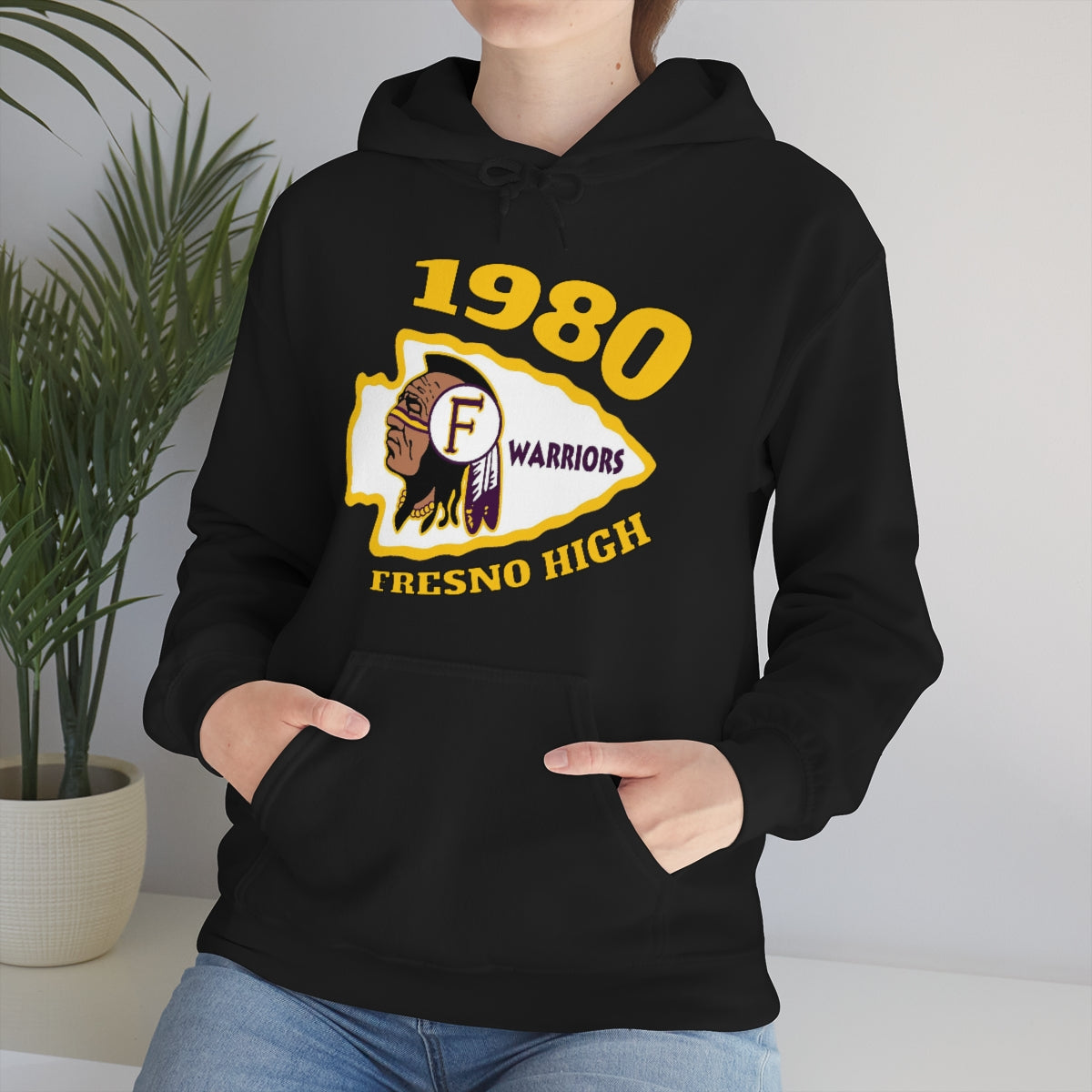 1980 Fresno High Warriors Tomahawk - Unisex Heavy Blend™ Hooded Sweatshirt