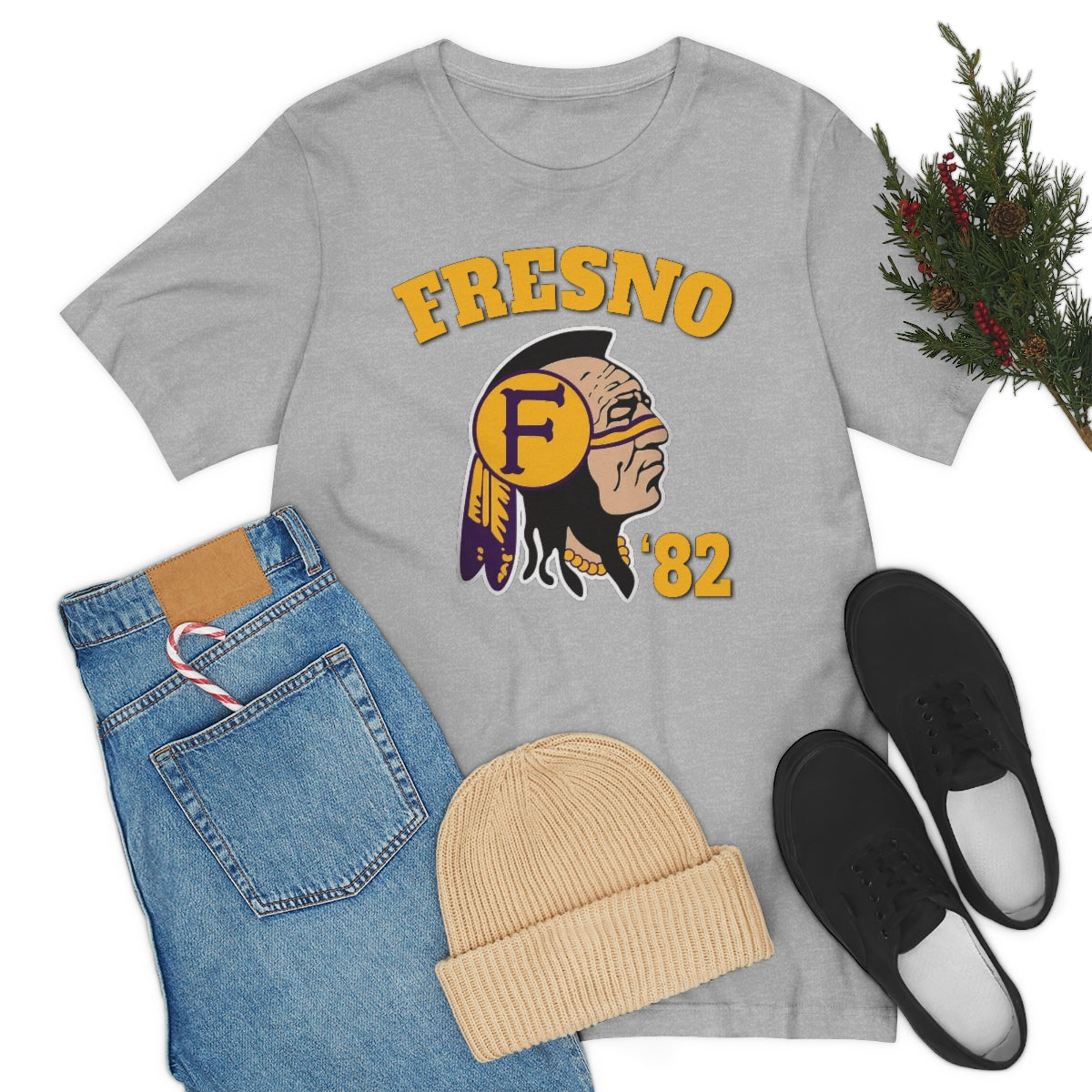 82 Fresno Indian Logo - Unisex Jersey Short Sleeve Tee