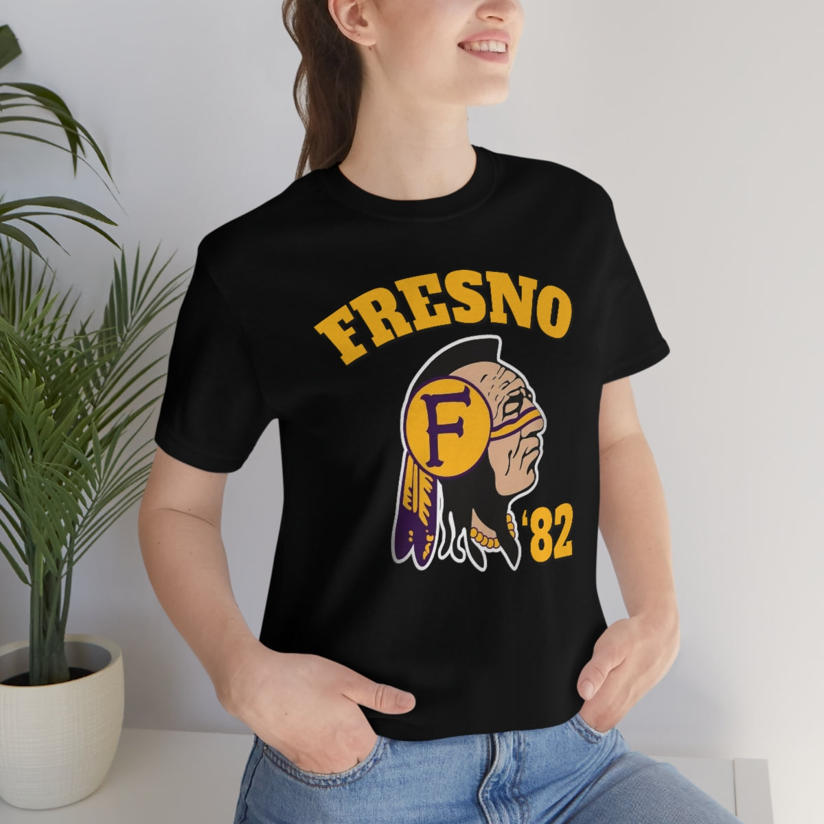 82 Fresno Indian Logo - Unisex Jersey Short Sleeve Tee