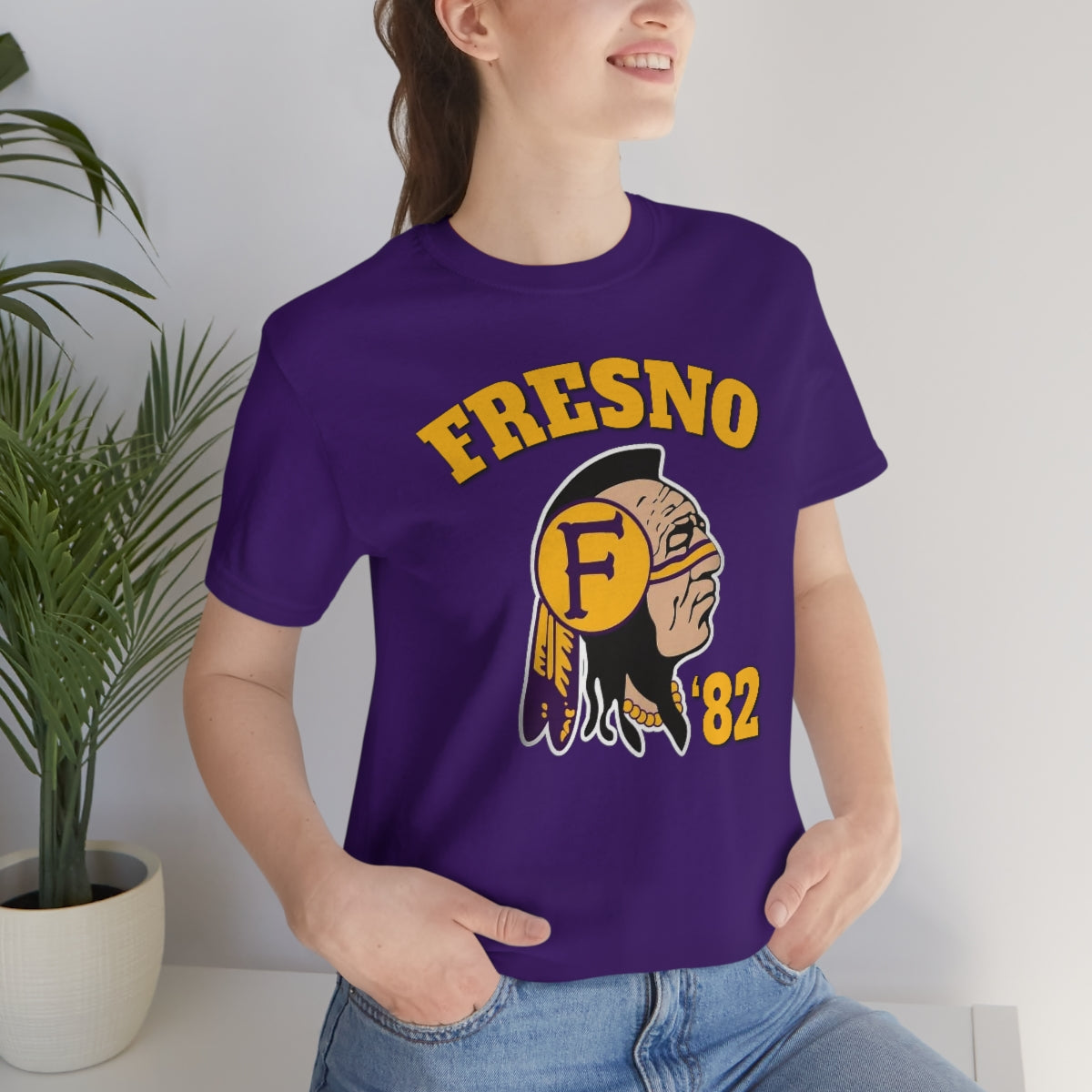 82 Fresno Indian Logo - Unisex Jersey Short Sleeve Tee