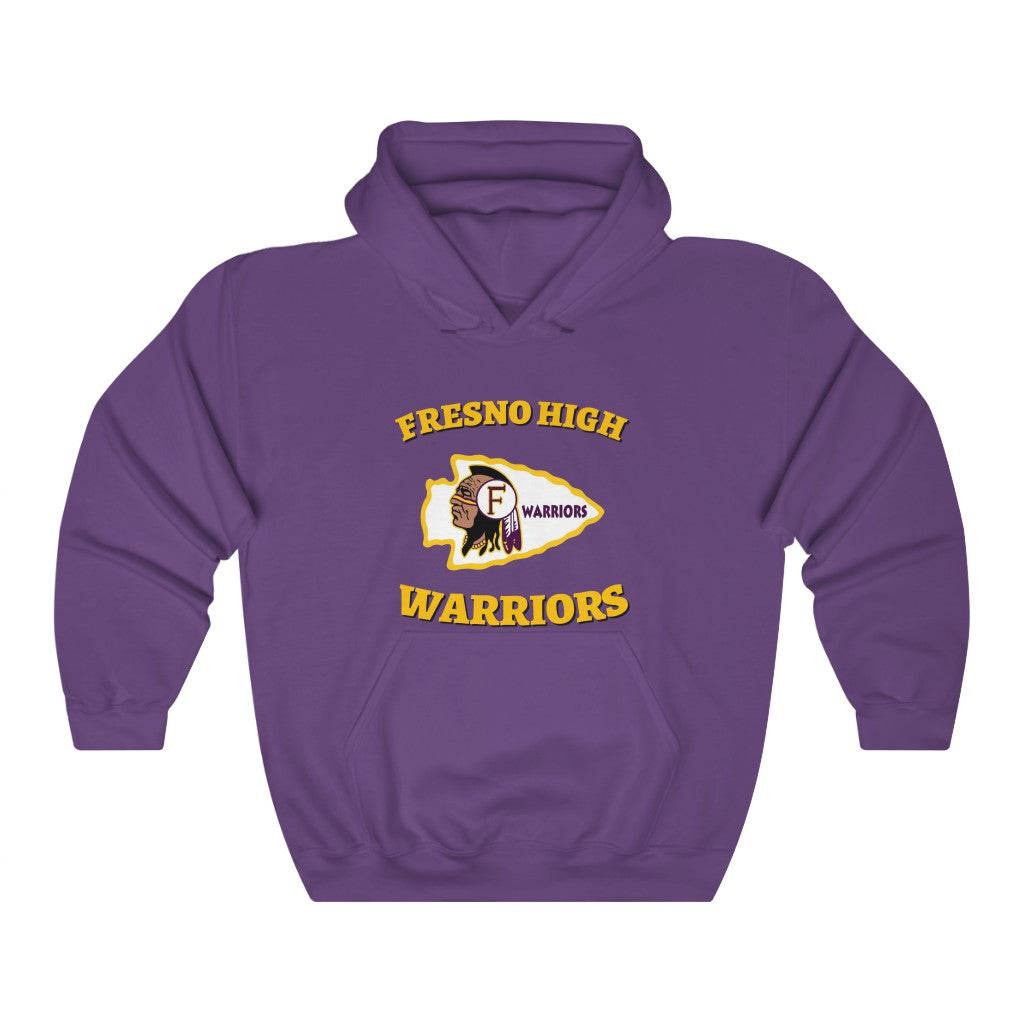 Fresno High Warriors Tomahawk Curved Gold - Unisex Heavy Blend™ Hooded Sweatshirt