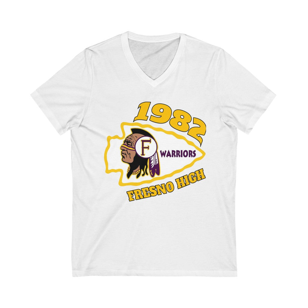 1982 Fresno High Warriors - Unisex Jersey Short Sleeve V-Neck Tee