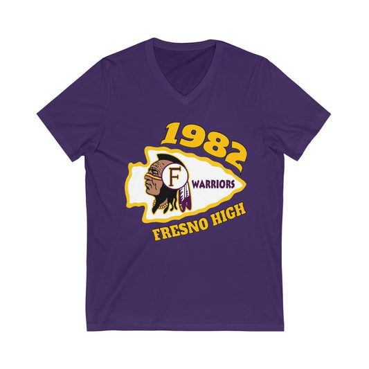 1982 Fresno High Warriors - Unisex Jersey Short Sleeve V-Neck Tee