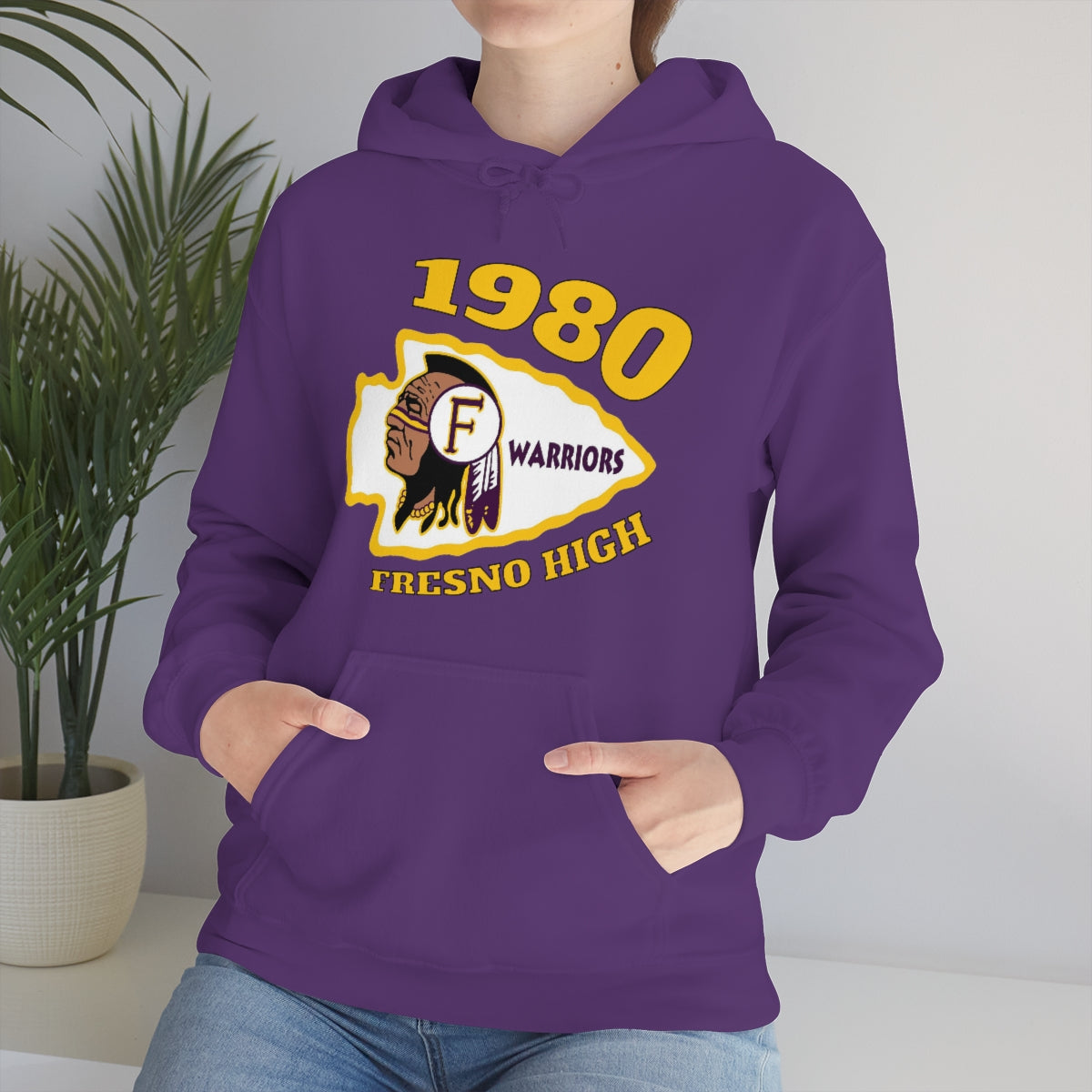 1980 Fresno High Warriors Tomahawk - Unisex Heavy Blend™ Hooded Sweatshirt