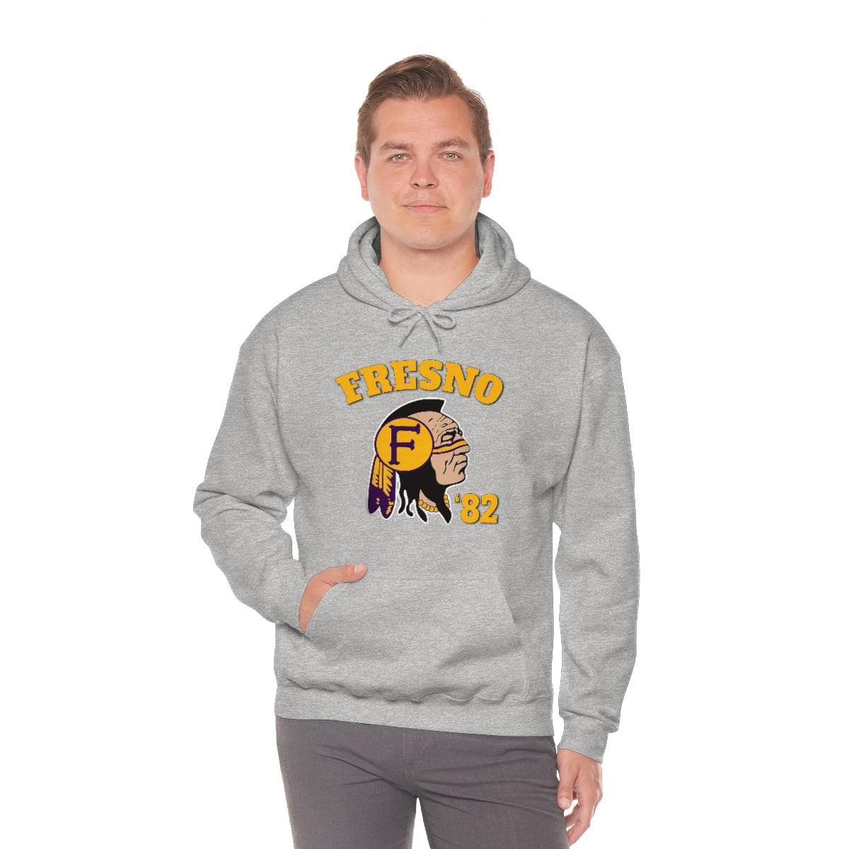 82 Fresno Indian Logo - Unisex Heavy Blend™ Hooded Sweatshirt