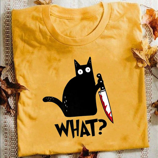 Cat What Murderous Cat With Knife T Shirt
